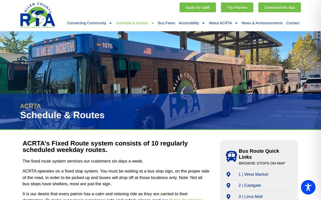 Allen County RTA routes and service schedule page