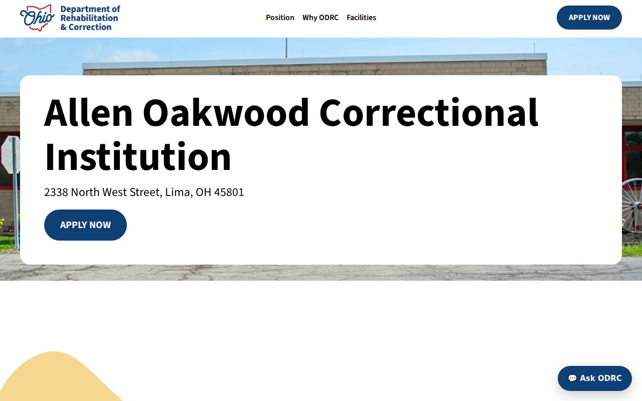Official Allen-Oakwood Correctional Institution facility information from ODRC