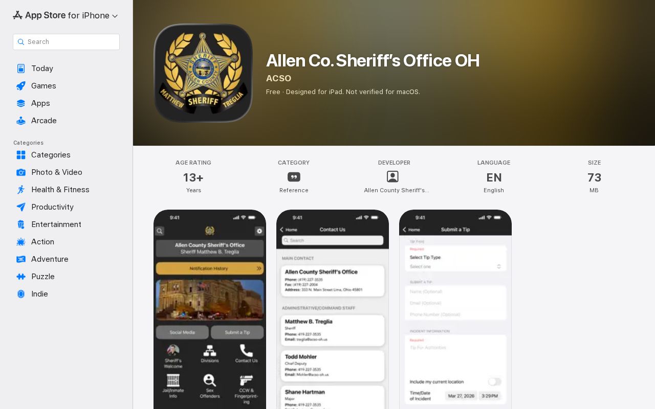 Official Allen County Sheriff mobile app listing